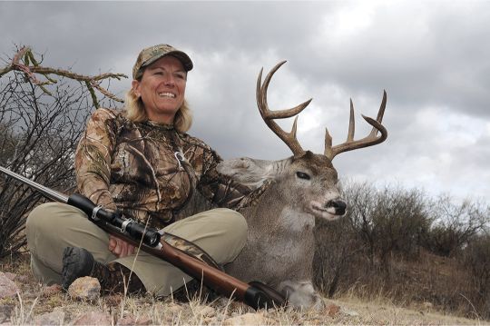 This exceptional Coues deer was shot at less than 300 yards. Note that the antler mass is carried all the way out to the tips of the tines, making it a Boone and Crockett contender.